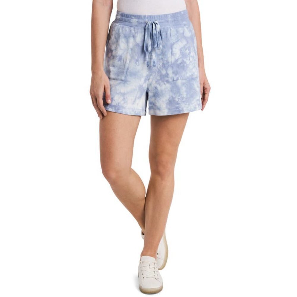 VINCE CAMUTO Shorts Tie-Dyed Drawstring High Rise in Blue Cloud